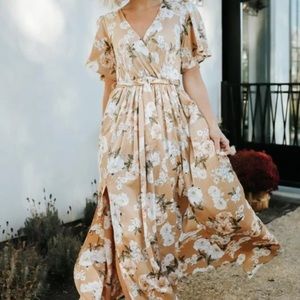 Baltic Born sicily taupe floral maxi dress